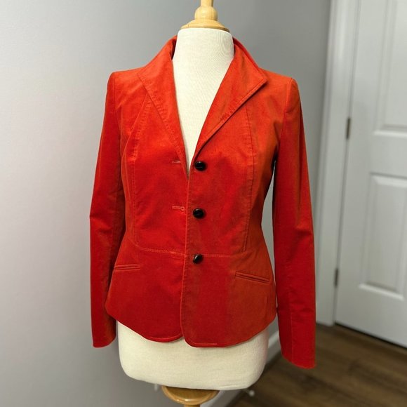 NEW Talbots Autumn Orange Velour Blazer Jacket Sz 4 - Picture 1 of 11